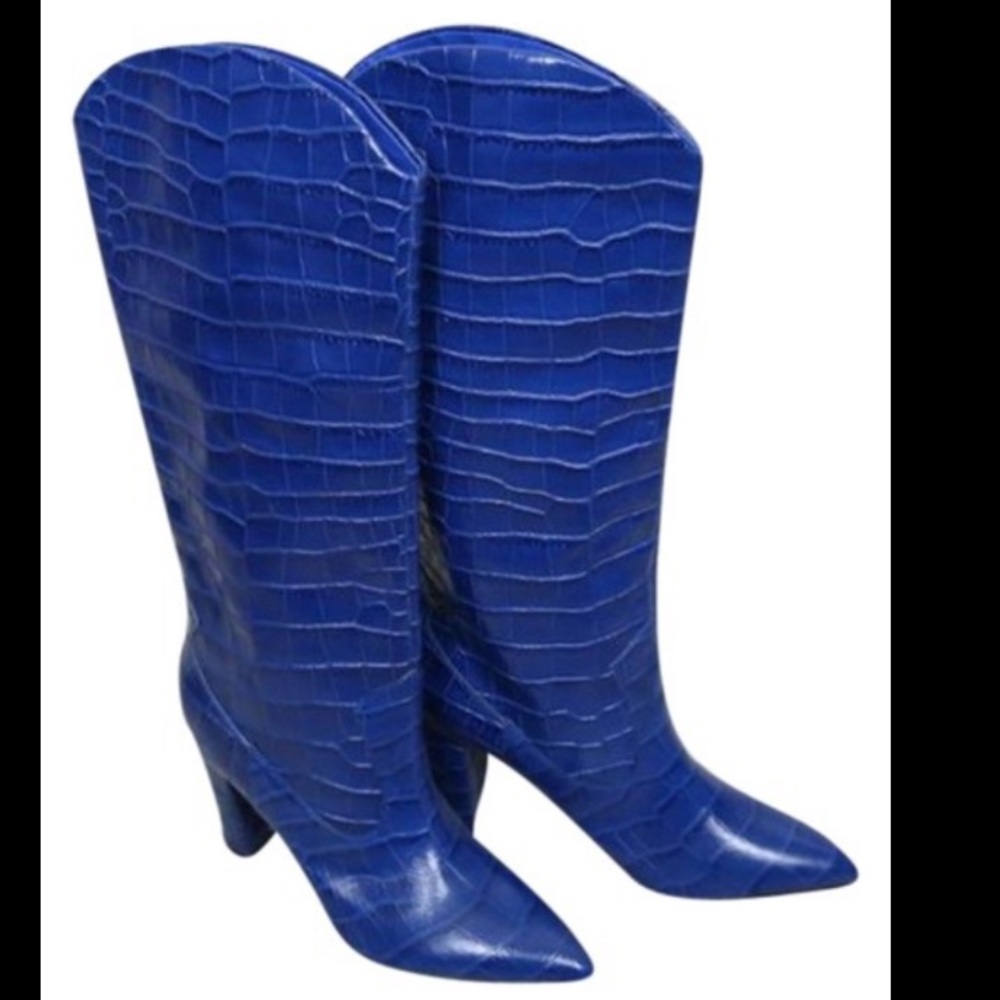 Marc Fisher Blue Uday Croc Boots